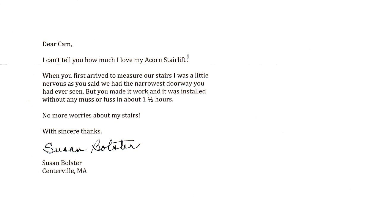 Stairlift Testimonials Chatham, MA Stairlifts Cape Cod