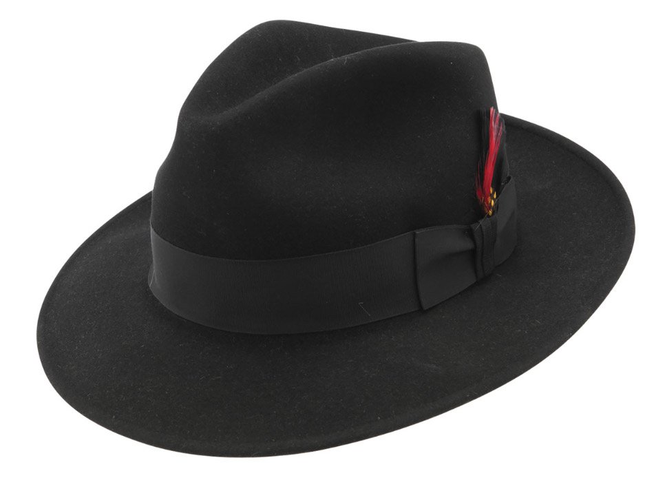 STETSON SUTLEY BLACK FUR FELT FEDORA DRESS HAT
