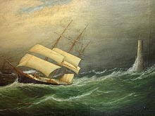 Clement Drew (Kingston MA 1807-1889) Marine Painting $2990 (July 2005)