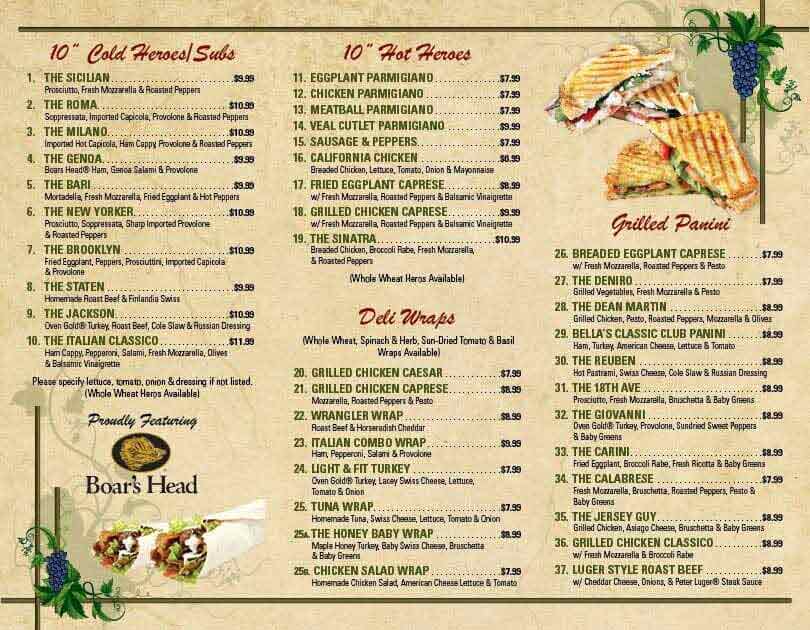 Lunch Specials Jackson, NJ Bella Italia Pork Store & Catering