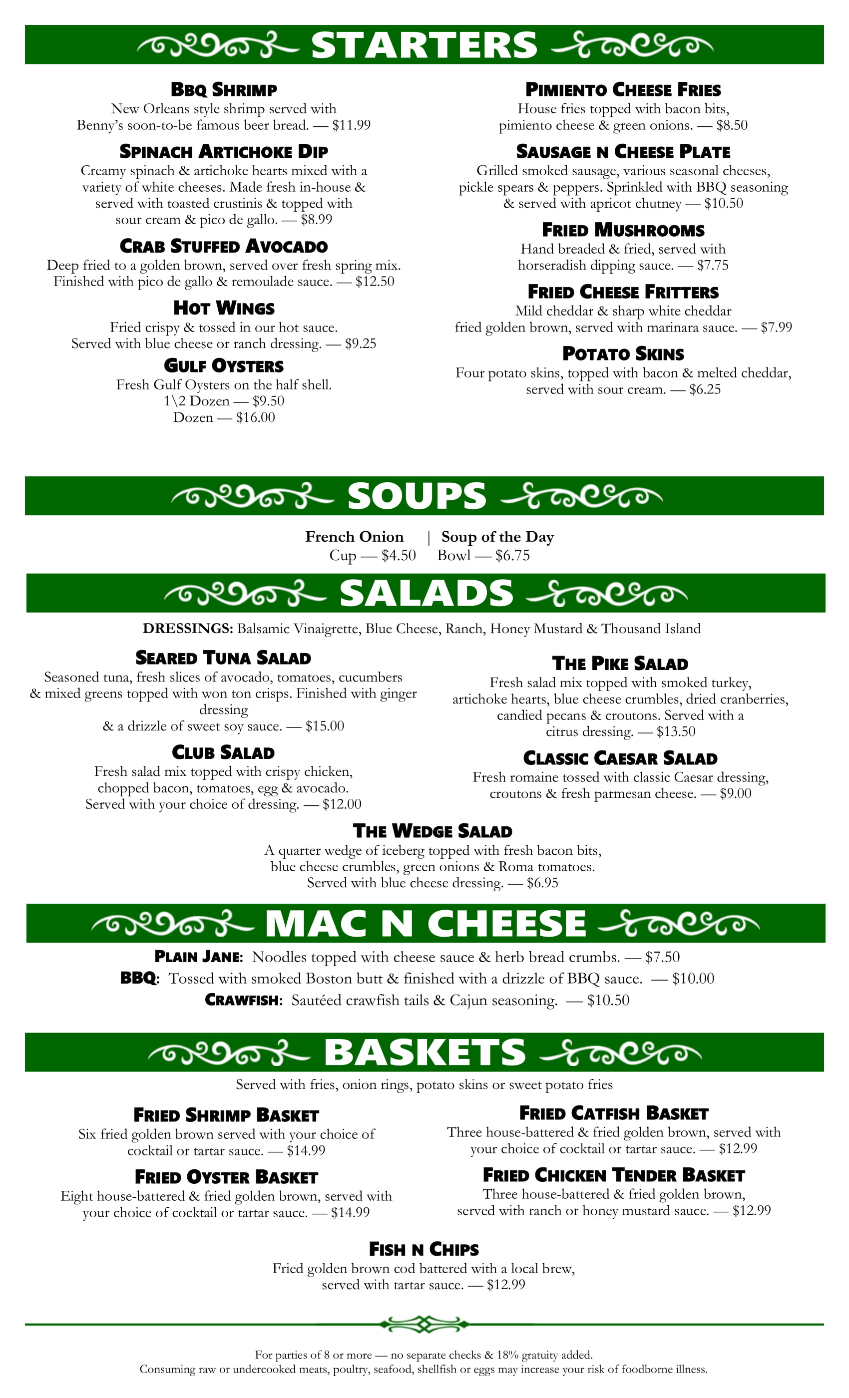 Regular Menu