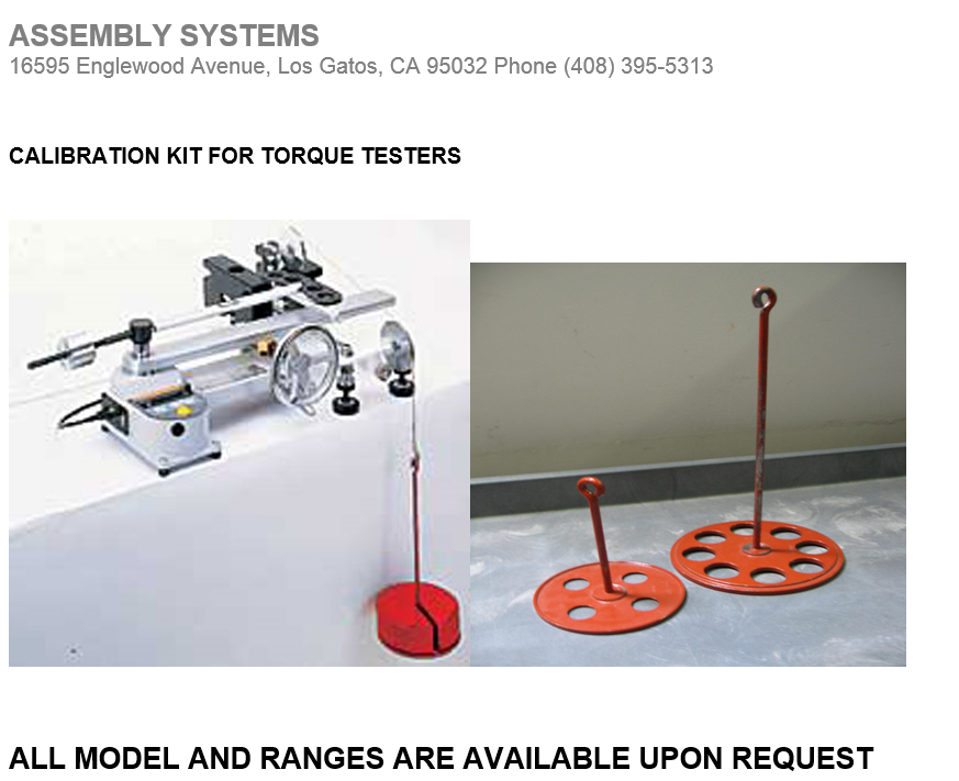 Calibration Kit for Torque Testers Skye Industries, Inc