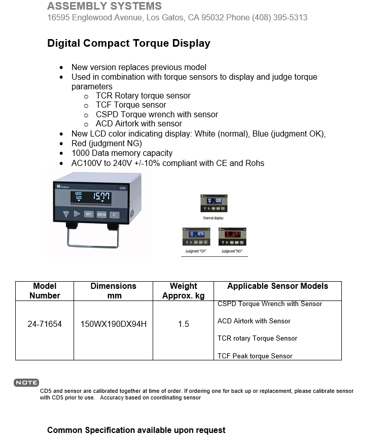 Digital Compact Torque Display | Skye Industries, Inc