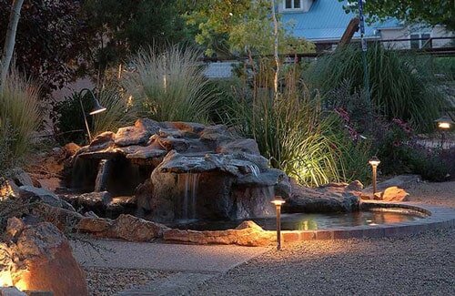 Pond Installation - Albuquerque, NM - Steve Shelly Landscapes Pond - Water Feature with Lighting in Albuquerque, NM - Pond Installation - Albuquerque, NM - Steve Shelly Landscapes