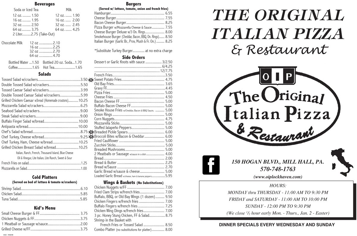 Pizza Restaurant About Us Mill Hall, PA