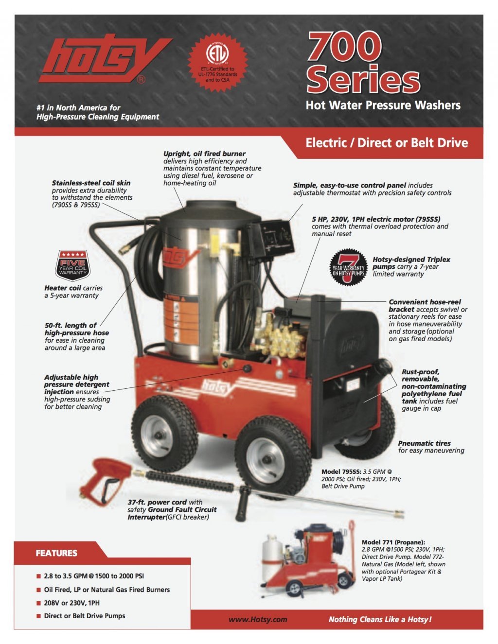 700 Series Product Sheet Hotsy Pressure Washing Equipment of San