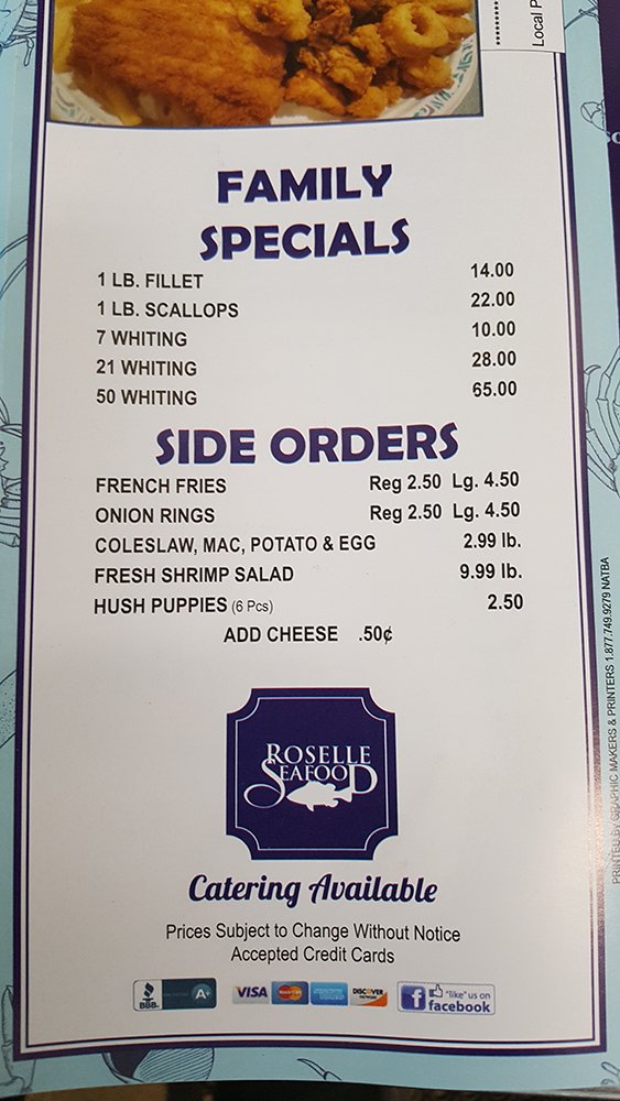 Seafood Menu Roselle, NJ Roselle Seafood Market