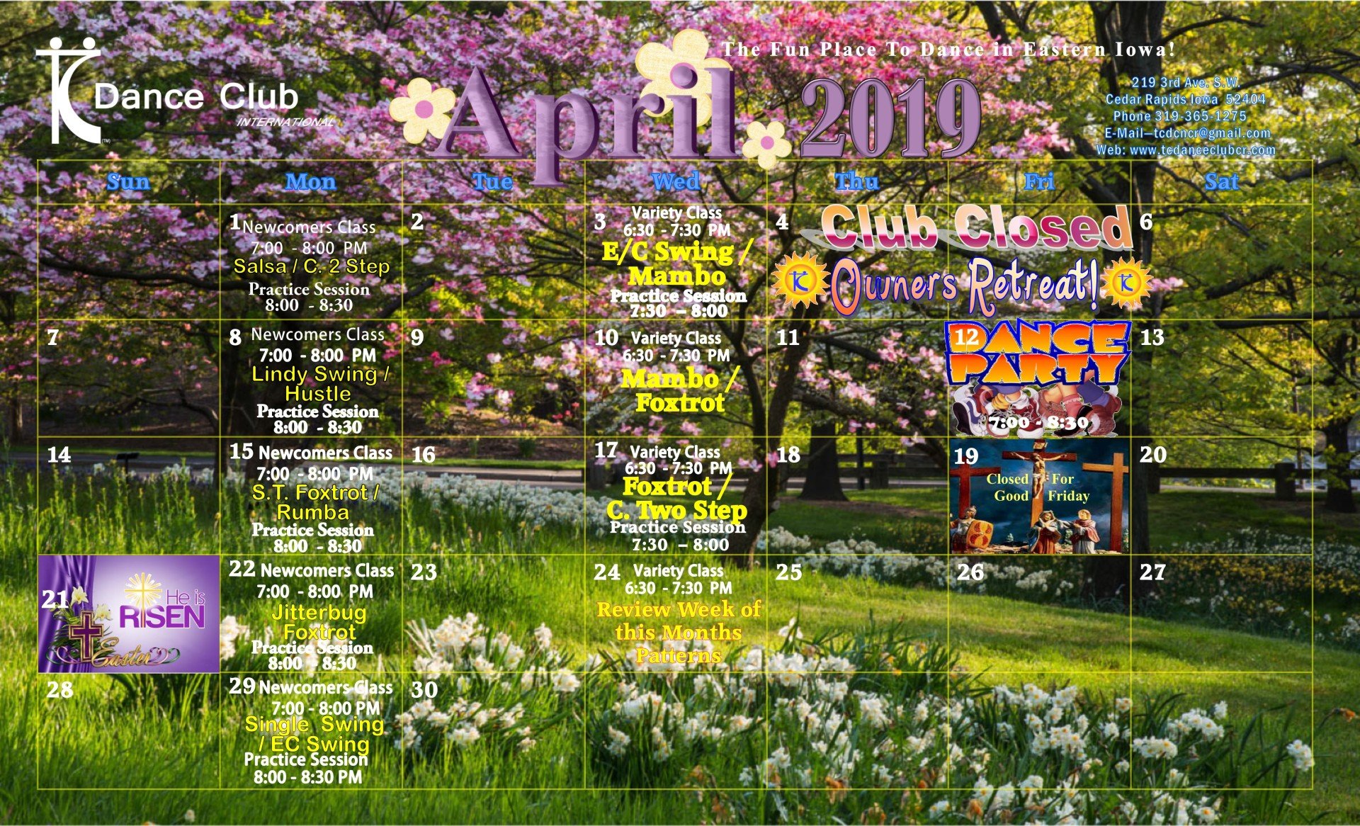 Calendar Of Events For The Month Cedar Rapids IA TC Dance Club Intl