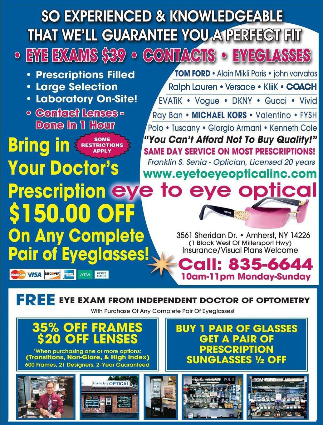 Optical Goods Retail Amherst, New York Eye To Eye Optical Inc.