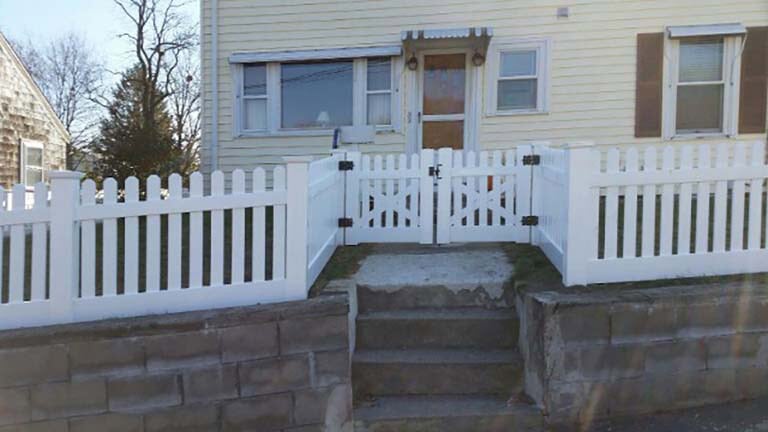 Modern white vinyl fence — Wooden sheds in Bridgewater, MA